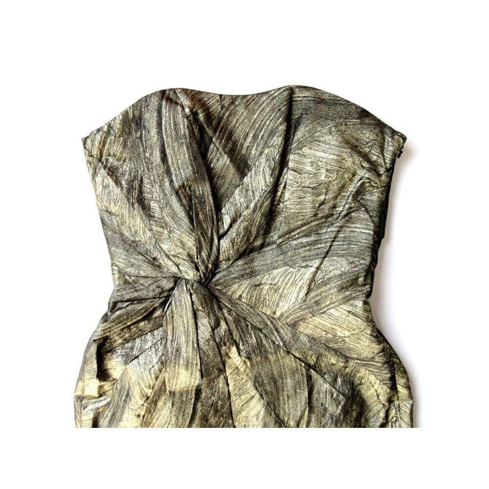 NWT Haute Hippie Metallic Gold & Black Twist Front Strapless Mini Dress M $495 - Picture 6 of 9